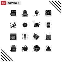 Stock Vector Icon Pack mit 16 Zeilen Zeichen und Symbolen für Zeichen Crowd Shops Kinoidee editierbare Vektordesign-Elemente