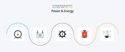 kraft och energi platt 5 ikon packa Inklusive elektricitet. tank. utveckling. kraft. energi vektor
