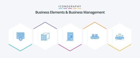 företag element och företag managment 25 blå ikon packa Inklusive transportband. bälte. dimensionell. statistik. finansiera vektor