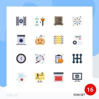 16 universelle flache Farbzeichen Symbole für die Reinigung sozialer Netzwerke Dusche Social Dressing editierbares Paket kreativer Vektordesign-Elemente vektor