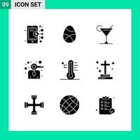 Piktogramm-Set aus 9 einfachen soliden Glyphen von Light Person Holiday Modern Business editierbare Vektordesign-Elemente vektor