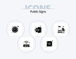 offentlig tecken glyf ikon packa 5 ikon design. offentlig. stad parkera. tid. bänk. logga ut vektor