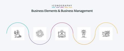 Business Elements und Business Management Line 5 Icon Pack einschließlich Mensch. Unternehmen. Produktivität. Lösung. Idee vektor