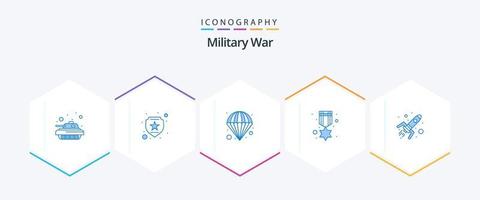 militär krig 25 blå ikon packa Inklusive bomba. rang. atom. militär. armén vektor