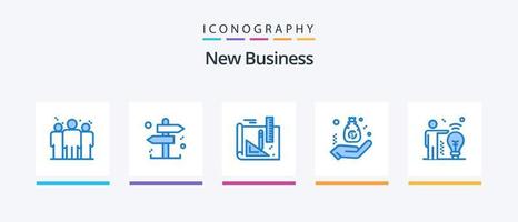 New Business Blue 5 Icon Pack inklusive Mann. Hand. Zeichnung. Finanzen. Budget. kreatives Symboldesign vektor