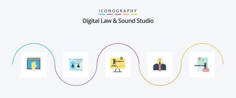 Digital Law and Sound Studio Flat 5 Icon Pack inklusive Urheberschaft. Künstler. Digital. anonym. Digital vektor