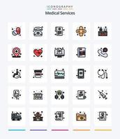 kreativ medicinsk tjänster 25 linje fylld ikon packa sådan som sjukhus. sjukhus receptionist. medicin. sjukhus reception. hälsa vektor