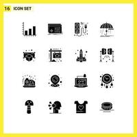 Stock Vector Icon Pack mit 16 Zeilenzeichen und Symbolen für Geld Finanzsoftware Finanzen Strom editierbare Vektordesign-Elemente