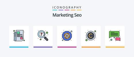 Marketing-SEO-Linie gefülltes 5-Icon-Paket inklusive Hilfe. die Einstellungen. Geld. Optionen. Analyse. kreatives Symboldesign vektor