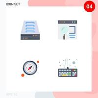 användare gränssnitt packa av 4 grundläggande platt ikoner av arkiv kompass kontor sida gps redigerbar vektor design element