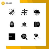 uppsättning av 9 modern ui ikoner symboler tecken för hus växt moln blomma dekoration redigerbar vektor design element