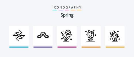 Spring Line 5 Icon Pack inklusive Blume. Flora. Feder. pauropoda. Insekt. kreatives Symboldesign vektor