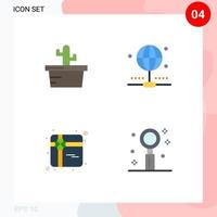 modern uppsättning av 4 platt ikoner pictograph av kaktus firande förbindelse gåva livsstil redigerbar vektor design element