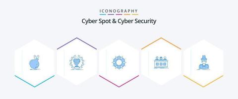 Cyber Spot und Cyber Security 25 Blue Icon Pack inkl. Experte. Wettbewerb. Belohnung. Unterstützung. Lebensretter vektor