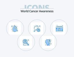 World Cancer Awareness Blue Icon Pack 5 Icon Design. Kalender. Leber. Blut. Erkrankung. Krebs vektor