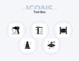 verktyg glyf ikon packa 5 ikon design. säkerhet. staket. perforator. verktyg. industri vektor
