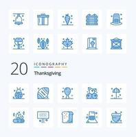 20 Thanksgiving Blue Color Icon Pack wie Thanksgiving Cranberry Thanksgiving Beerenbein vektor