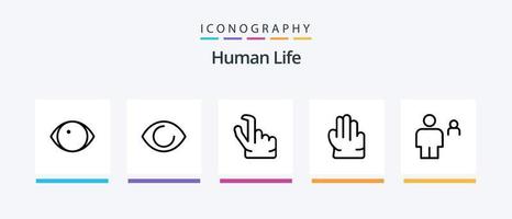 Human Line 5 Icon Pack inklusive . Mensch. Zoomen. Gerät. Benutzerbild. kreatives Symboldesign vektor