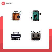 satz von 4 modernen ui symbolen symbole zeichen für shop app reinigung einkaufen mobile business editierbare vektordesignelemente vektor