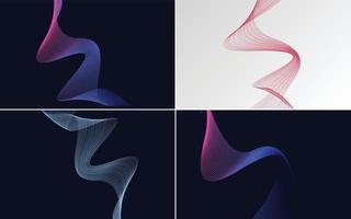 uppsättning av 4 geometrisk Vinka mönster bakgrund abstrakt vinka linje vektor