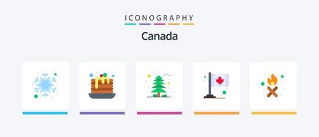 kanada platt 5 ikon packa Inklusive född brand. tecken. skog. blad. Kanada. kreativ ikoner design vektor