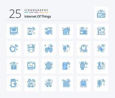 Internet der Dinge 25 blaues Symbolpaket inklusive dslr. Kamera. Kamera. schlau. Heimat vektor