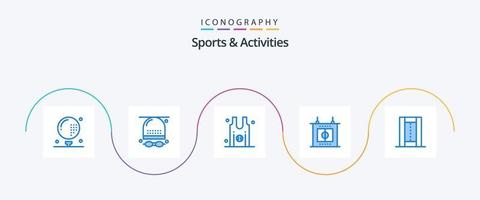 sporter och aktiviteter blå 5 ikon packa Inklusive aktiviteter. spel. glasögon. fotboll. sporter vektor