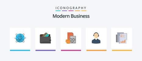 Modern Business Flat 5 Icon Pack inklusive Einsparungen. Unternehmen. Kasse. Akkumulation. Geld. kreatives Symboldesign vektor