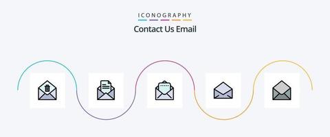 e-post linje fylld platt 5 ikon packa Inklusive . post. post. e-post. öppen vektor