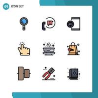 modern uppsättning av 9 fylld linje platt färger och symboler sådan som skål hand app finger programmering redigerbar vektor design element