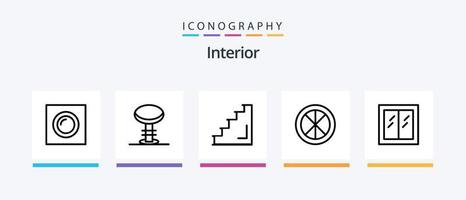 Interior Line 5 Icon Pack inklusive Hocker. Möbel. Sitz. Bar. Innere. kreatives Symboldesign vektor