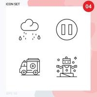 4-zeiliges Konzept für mobile Websites und Apps Cloud-Übungs-Regen-Krankenwagen-Sport editierbare Vektordesign-Elemente vektor