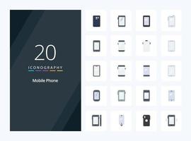 20 mobil telefon platt Färg ikon för presentation vektor