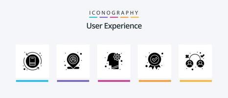 User Experience Glyph 5 Icon Pack inklusive Erfahrung. Medaille. Gehirn. Qualität. vergeben. kreatives Symboldesign vektor