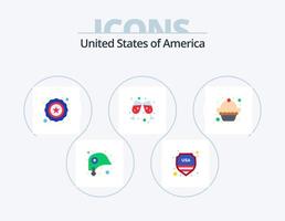 USA platt ikon packa 5 ikon design. . efterrätt. polis. kaka. vin vektor