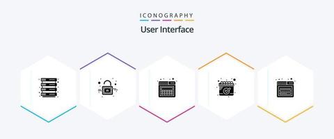 Benutzeroberfläche 25 Glyphen-Icon-Pack einschließlich . Netz. Netz. Seite. Konto vektor