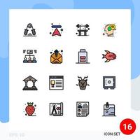 uppsättning av 16 modern ui ikoner symboler tecken för prata mänsklig ladda upp huvud Gym redigerbar kreativ vektor design element