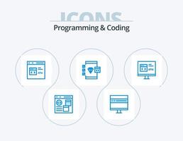 Programmierung und Codierung blaues Icon Pack 5 Icon Design. . . Entwicklung. Error. sich entwickeln vektor