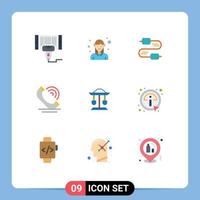 Aktienvektor-Icon-Pack mit 9 Zeilenzeichen und Symbolen für Dienstleistungen, Kommunikation, Frau, Anruf, gemeinsame editierbare Vektordesign-Elemente vektor