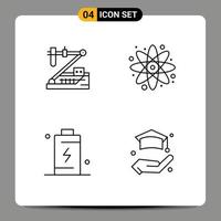 universelle Symbolsymbole Gruppe von 4 modernen gefüllten flachen Farben der Biologie Batterie medizinische zurück zur Schulgebühr editierbare Vektordesign-Elemente vektor