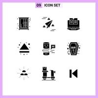 solides Glyphenpaket mit 9 universellen Symbolen für bearbeitbare Vektordesign-Elemente für Unterhaltungs-Down-Laptop-Multimedia-Pfeile vektor