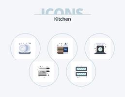 kök platt ikon packa 5 ikon design. maskin. tvätta. kök. flytande. rena vektor