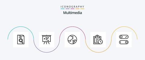 multimedia linje 5 ikon packa Inklusive . geografi. växla. kontrollera vektor