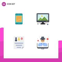 Gruppe von 4 modernen flachen Symbolen für Telefondesign digitale kreative niedrig editierbare Vektordesign-Elemente vektor