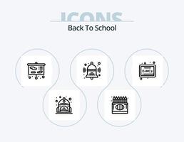 zurück zum Schullinien-Icon-Pack 5-Icon-Design. . Rucksack. Papier. Tasche. Schule vektor
