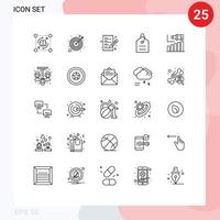 25 universell linje tecken symboler av företag pris mål pengar handla redigerbar vektor design element