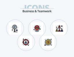 Business- und Teamwork-Linie gefüllt Icon Pack 5 Icon Design. Scan. Ziel. Mitarbeiter. Ziel. Ressourcen vektor