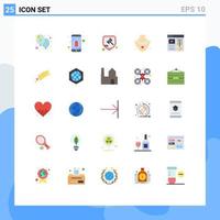 Mobile Schnittstelle flacher Farbsatz von 25 Piktogrammen von Webdesign-Gerechtigkeitsschmuck-Diamanten editierbaren Vektordesign-Elementen vektor
