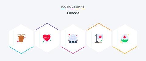 Kanada 25 Flat Icon Pack inklusive Flagge. Zeichen. Gebäude. Blatt. Kanada vektor