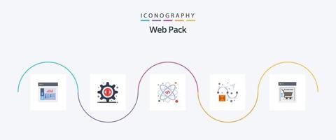 Web Pack Flat 5 Icon Pack inklusive . Webshop. Atom. Einkaufswagen. Design vektor